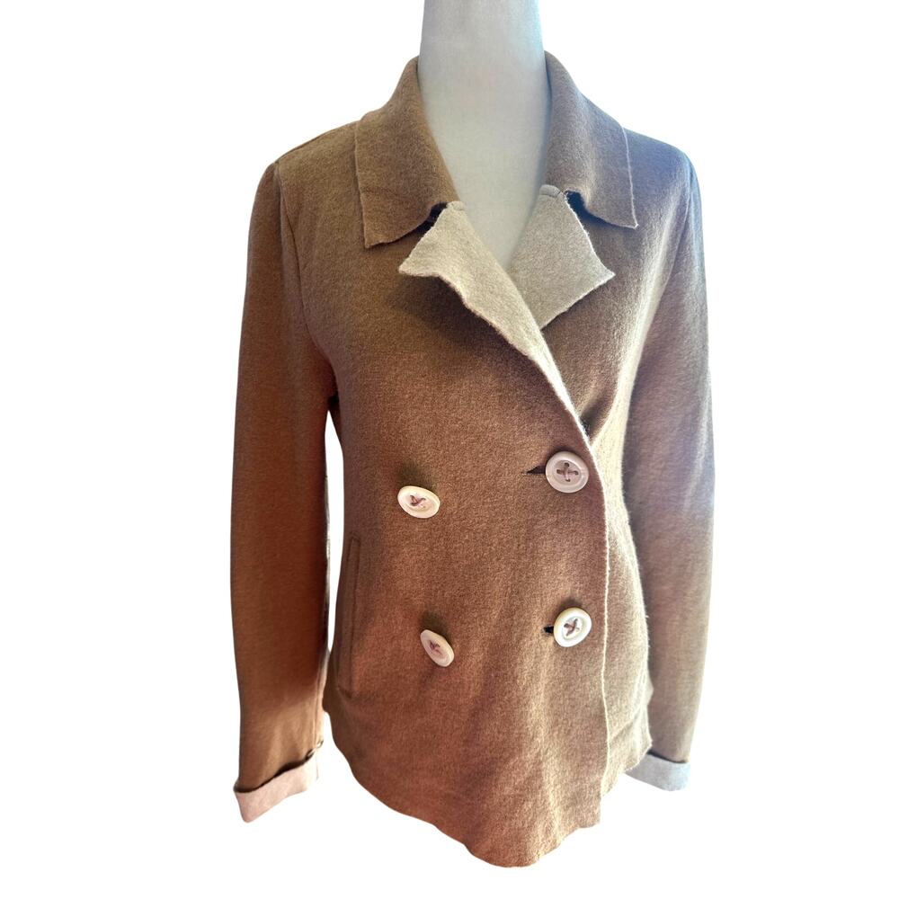 Ett Hwa by Anthropologie Wool Blend Double Breasted Coat Tan Beige S